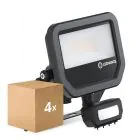 Multipack 4x Ledvance LED Floodlight Performance Aluminium Black 17W 2400lm 100D - 840 Cool White | IP65 - Motion And Light Sensor - Symmetrical